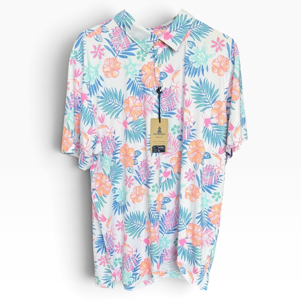 Chubbies XXL 2X The Tropic Like It's Hot Performance Polo Floral Tropical NWT